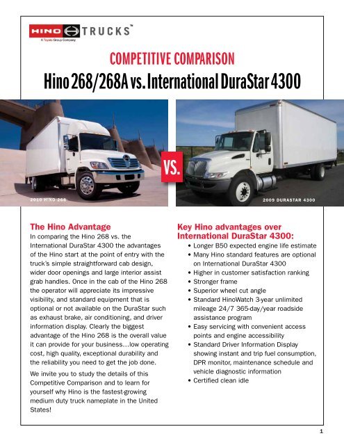 Hino268/268Avs.InternationalDuraStar4300 - Hino Trucks