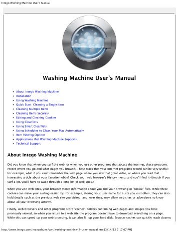 Intego Washing Machine User's Manual