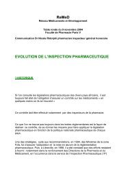 ReMeD EVOLUTION DE L'INSPECTION PHARMACEUTIQUE