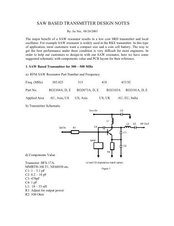 SAW BASED TRANSMITTER DESIGN NOTES