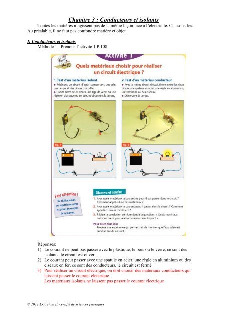 Chapitre 3: Conducteurs et isolants