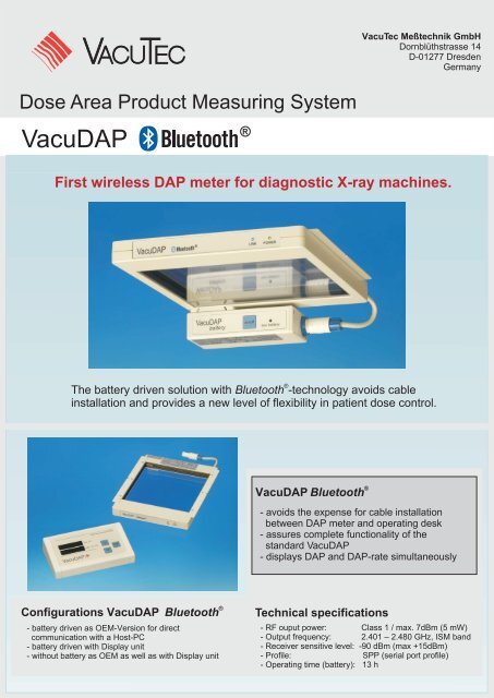 First wireless DAP meter for diagnostic X-ray machines.