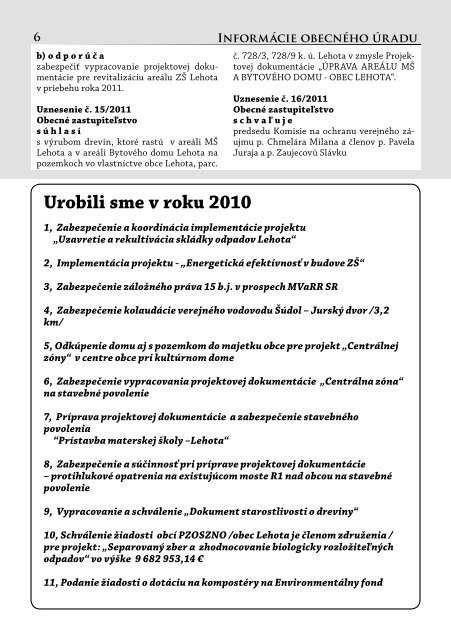 ÄÃ­slo 1/2011 - Obec Lehota