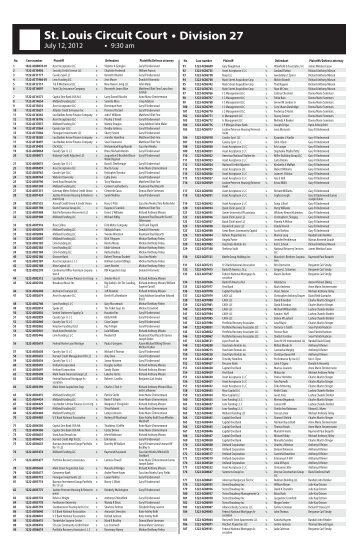 St. Louis Circuit Court â¢ Division 27 - Missouri Lawyers Media