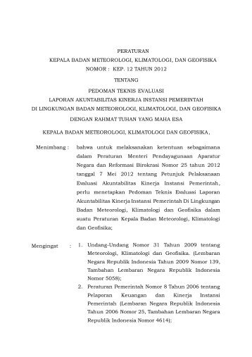 PEDOMAN TEKNIS EVALUASI LAPORAN ... - BMG - BMKG