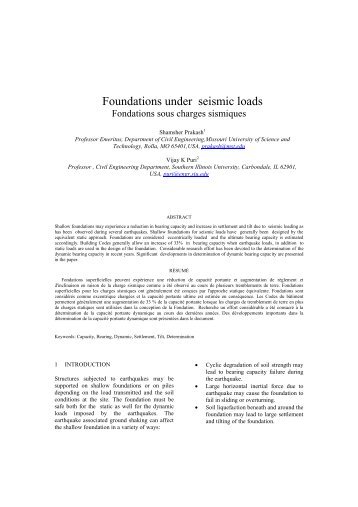 Foundations under seismic loads - Shamsher Prakash Foundation