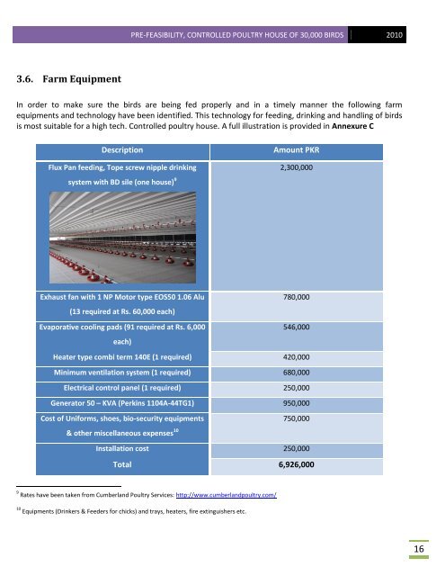 2. Pre-Feasibility Study for Environmentally Controlled Poultry House