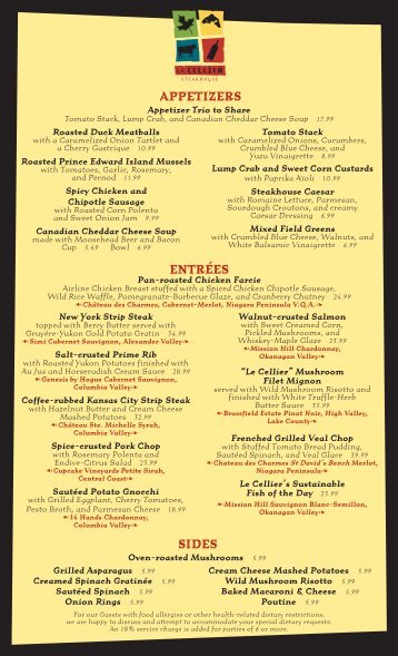 Dinner Menu - Kingdom Magic Vacations