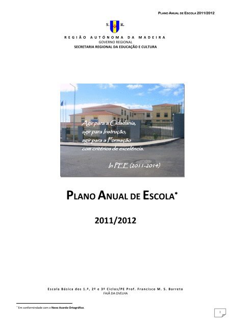 PLANO ANUAL DE ESCOLA 2011/2012 - Portal das escolas da RAM