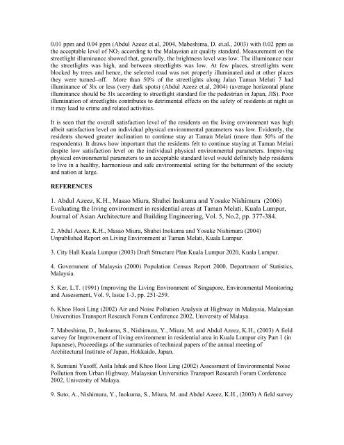 Perception analysis of living environment at Taman Melati ...