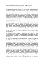 Carta de Joan Laporta als socis i aficionats del FC Barcelona ... - Ara