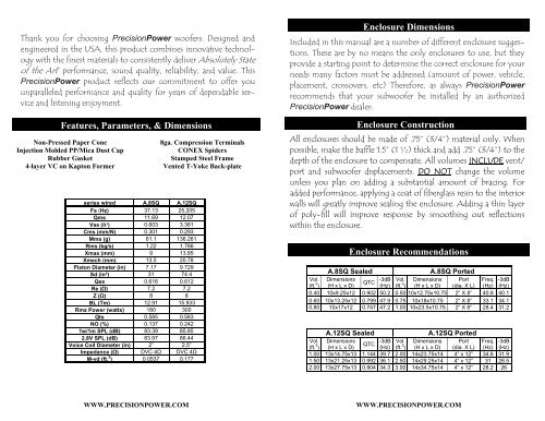 Owner's Manual - Precision Power