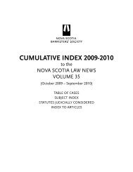 Cumulative index 2009-2010 - Nova Scotia Barristers' Society