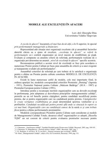 Modele ale excelentei in afaceri - ecr-uvt