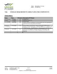 Title: STORAGE REQUIREMENTS (SHELF LIFE) FOR COMPONENTS