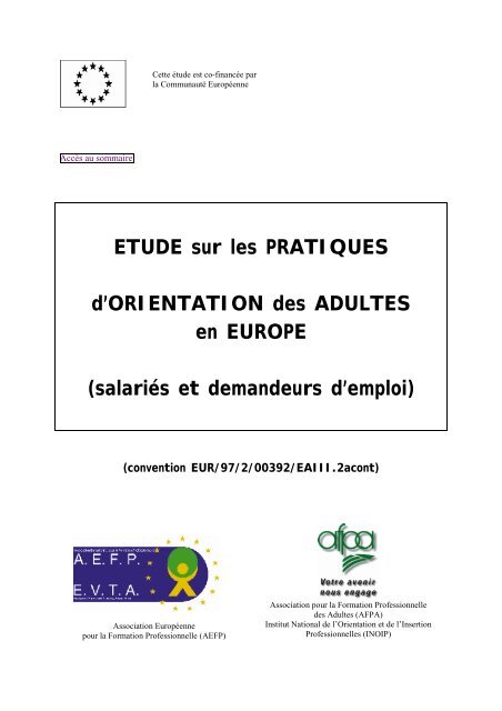 orientation des adultes en Europe - EVTA