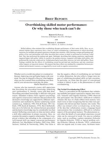 Overthinking skilled motor performance - Memory Control Lab