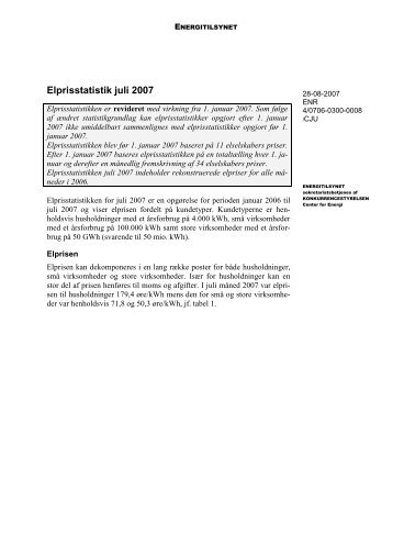 Elprisstatistik juli 2007 - Energitilsynet