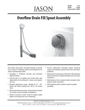 Overflow Drain Fill Spout Assembly - Jason International