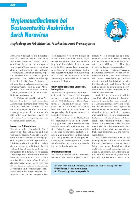 Hygienemaßnahmen bei Gastroenteritis-Ausbrüchen ... - mhp-Verlag