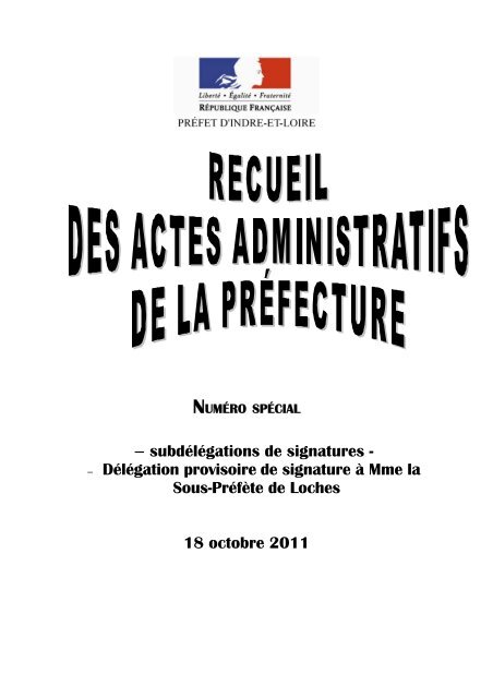 RAA spÃ©cial du 18 octobre 2011 - PrÃ©fecture