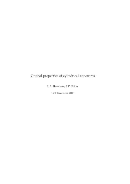 Optical properties of cylindrical nanowires