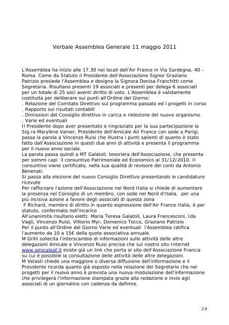 1/8 Verbale Assemblea dell'11 maggio 2011 Pagine 2 ... - Amicaleaf.it