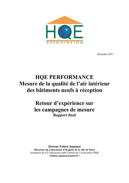 rapport scientifique (PDF - 328.9 ko) - Association HQE