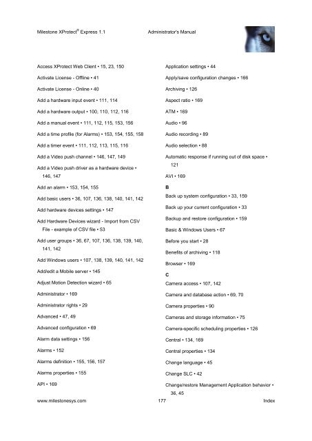 XProtect Express 1.1; Administrator's Manual - Milestone