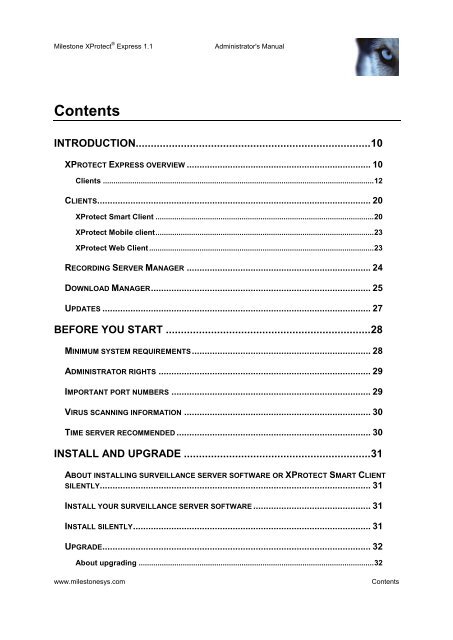 XProtect Express 1.1; Administrator's Manual - Milestone