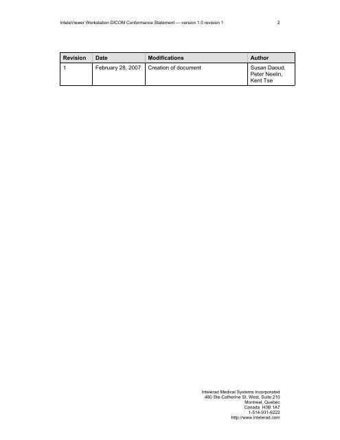 DICOM Version 3 Conformance Statement