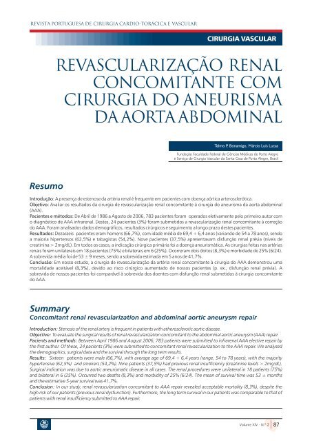 Resumo Summary - Sociedade Portuguesa de Cirurgia Cardio ...