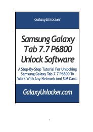 Samsung Galaxy Tab 7.7 P6800 Unlock Software - GalaxyUnlocker