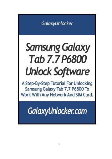 Samsung Galaxy Tab 7.7 P6800 Unlock Software - GalaxyUnlocker