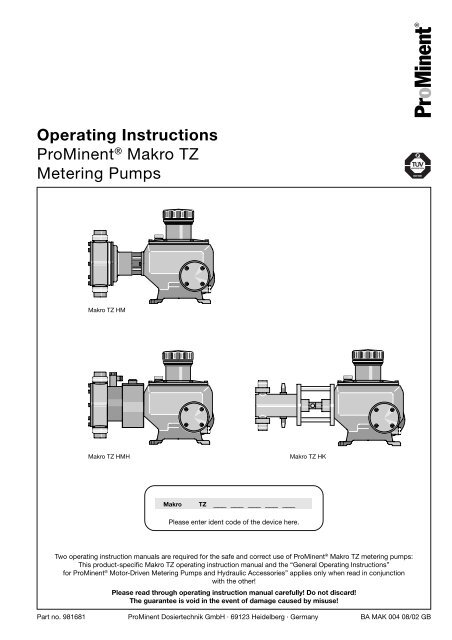 Operating Instructions - ProMinent