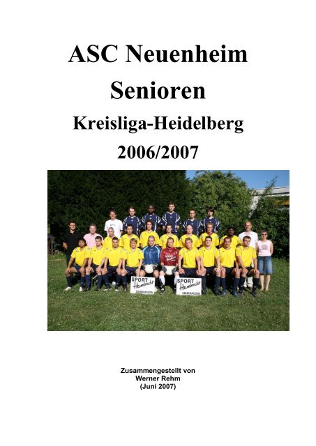 ASC Neuenheim Spielerkader 2006/07 - Heidelberger ...