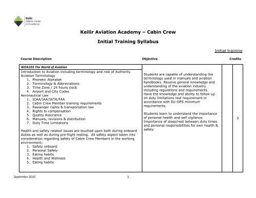 Flight Academy A Cabin Crew Keilir