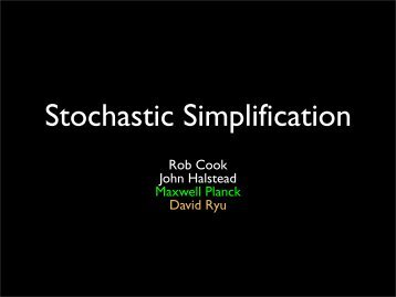 Stochastic Simplification - Pixar Graphics Technologies