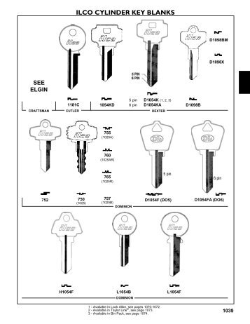 ILCO CYLINDER KEY BLANKS