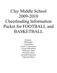 Clay Middle School 2009-2010 Cheerleading Information Packet for ...