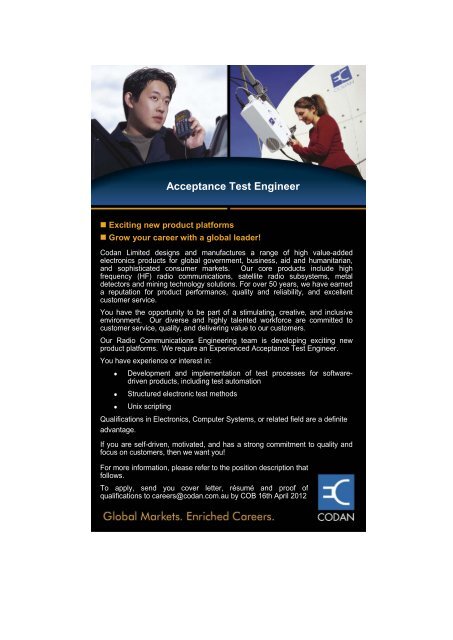 Acceptance Test Engineer - Codan