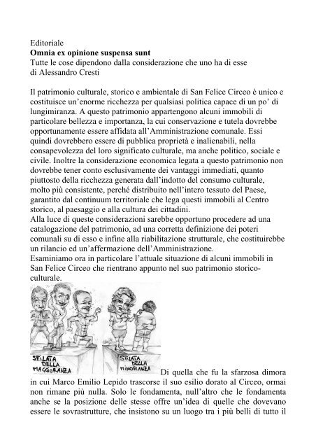 Editoriale Omnia ex opinione suspensa sunt Tutte le cose ...