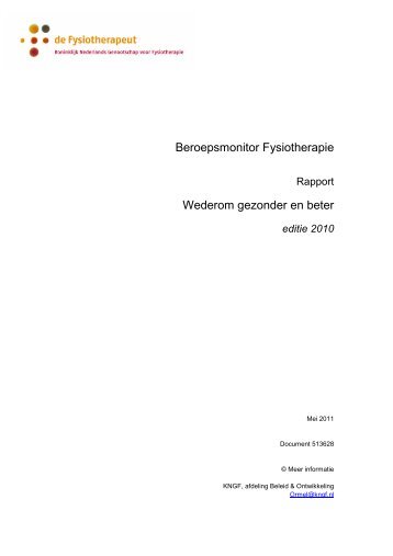Beroepsmonitor Fysiotherapie 2010 - Kngf