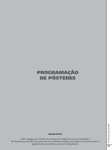 PRogRAmAção de PôSteReS - Sociedade Brasileira para o ...