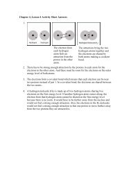 Chapter 4, Lesson 4 Activity Sheet Answers 1. The electron from ...