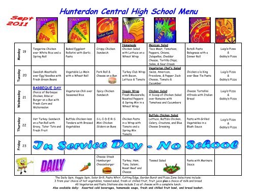 Hunterdon Central High School Menu - Hunterdon Central Regional ...