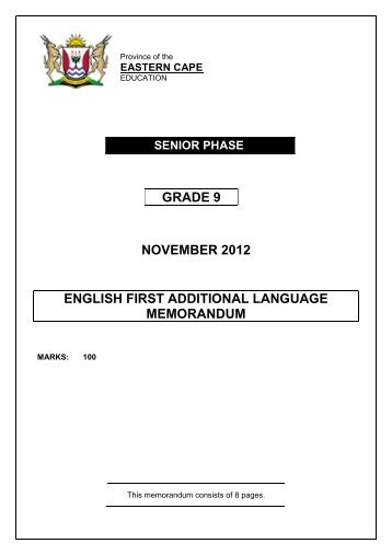 grade 9 november 2012 english first additional ... - Ecexams.co.za