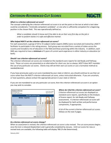 View Criterion-Referenced Cut Scores - nocti