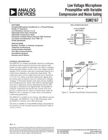 SSM2167 datasheet - MDS975.co.uk