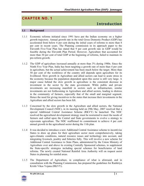 CHAPTER NO. 1 Introduction - Agriculture & Co-operation ...